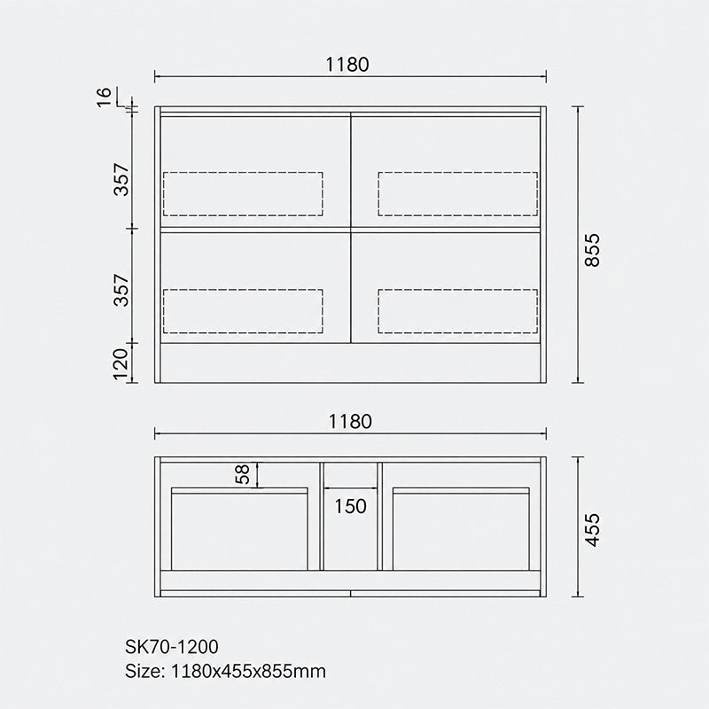 Noma Series Free Standing Vanity Rosewood 1180x455x855mm Cabinet Only