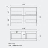 Noma Series Free Standing Vanity Rosewood 1180x455x855mm Cabinet Only