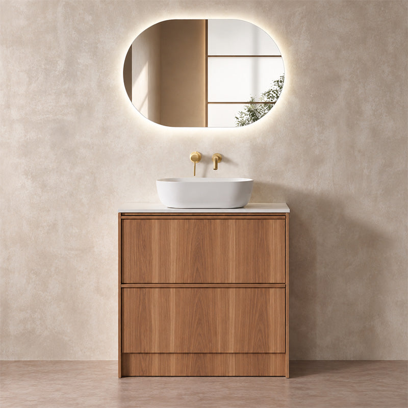 Noma Series Free Standing Vanity Rosewood 880x455x855mm With Flat Stone Top