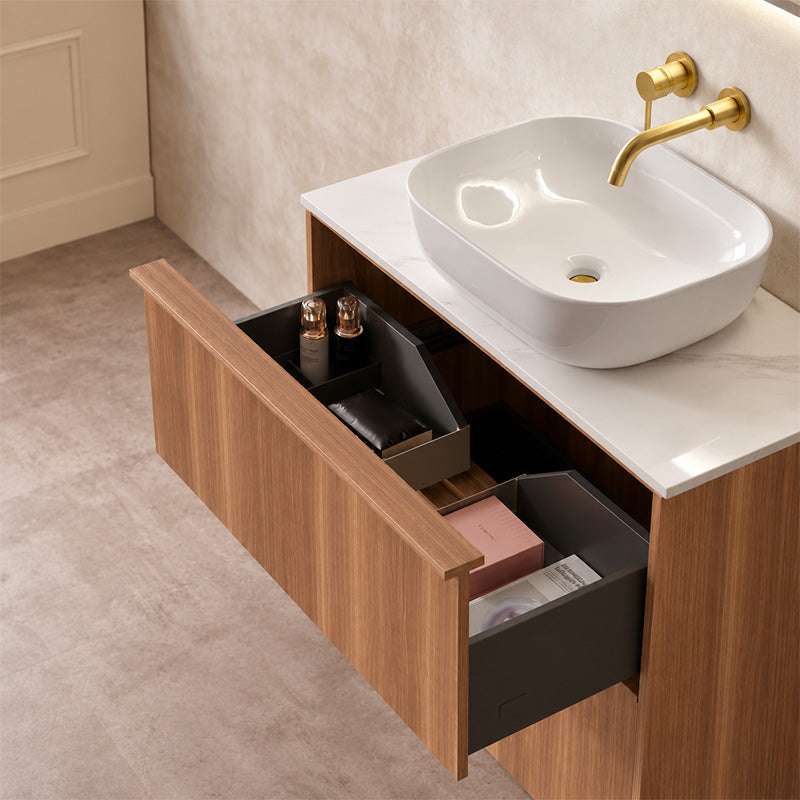 Noma Series Free Standing Vanity Rosewood 880x455x855mm With Flat Stone Top