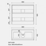 Noma Series Free Standing Vanity Rosewood 880x455x855mm With Flat Stone Top