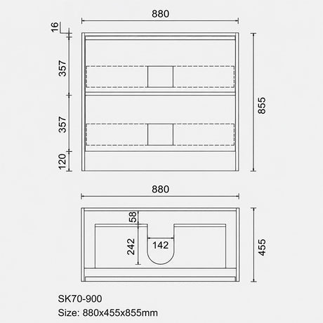 Noma Series Free Standing Vanity Rosewood 880x455x855mm Cabinet Only