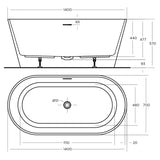 NAVA FREESTANDING BATHTUB 1400x700x570mm