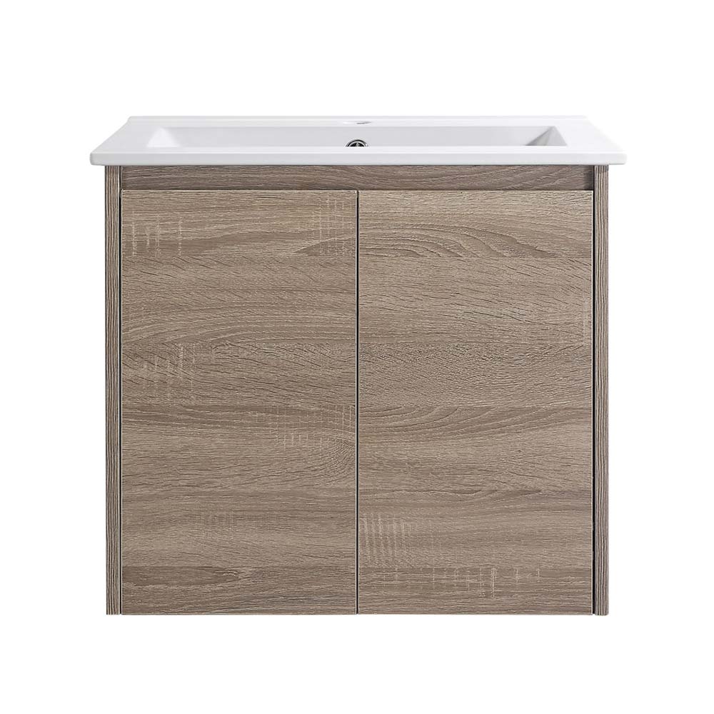 Oakdoo Prime Oak Wall Hung Vanity Set 600mm Flat Stone Top Single Bowl