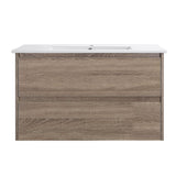 Oakdra Wall Hung Prime Oak Vanity Set 900mm Undermount Stone Top Single Bowl