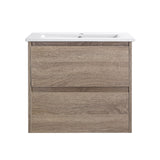 Oakdra Wall Hung Prime Oak Vanity Set 600mm Flat Stone Top Single Bowl