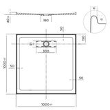 Elite Polymarble Base 1000x1000 Rear Outlet Shower Base