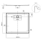 Elite Polymarble Base 1200x900 Rear Outlet Shower Base