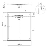 Elite Polymarble Base 900x1200 Rear Outlet Shower Base