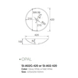 Solid Surface Basin Series Opal Above Counter Matt White 420x420x100mm