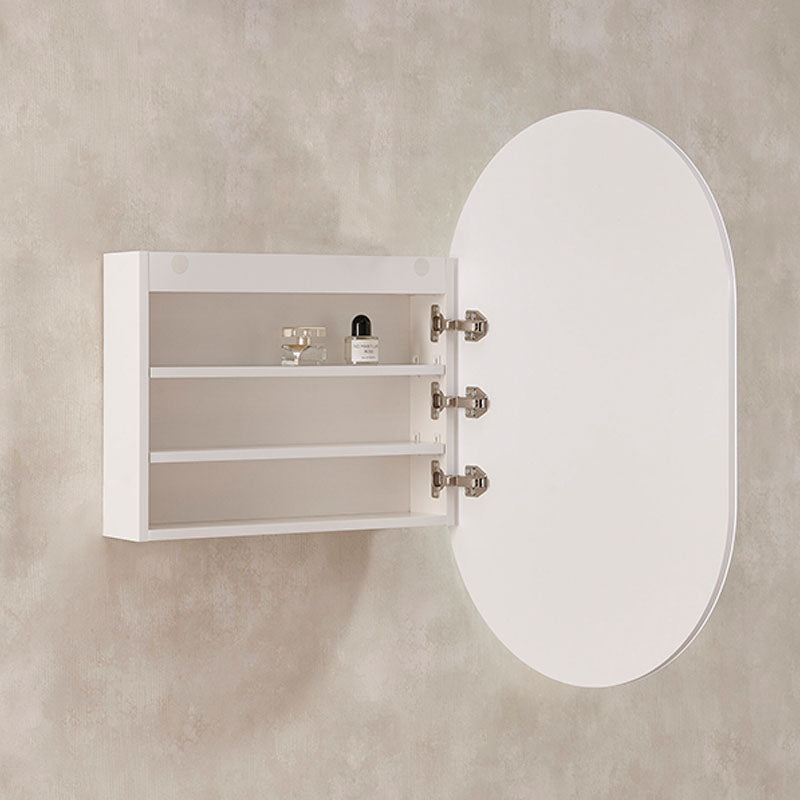 LED Osacr Oval Shaving Cabinet Matt White 600x900x155mm