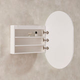 LED Osacr Oval Shaving Cabinet Matt White 600x900x155mm