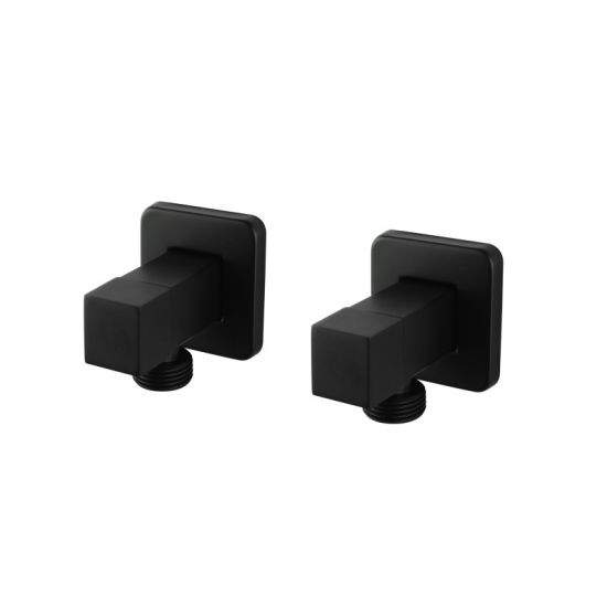 Bathroom Square 1/4 Turn Washing Machine Stop Taps (One Pair) Black