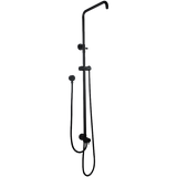 Round Top/Bottom Water Inlet Twin Shower Rail With Diverter (Stainless Steel Hose) Black
