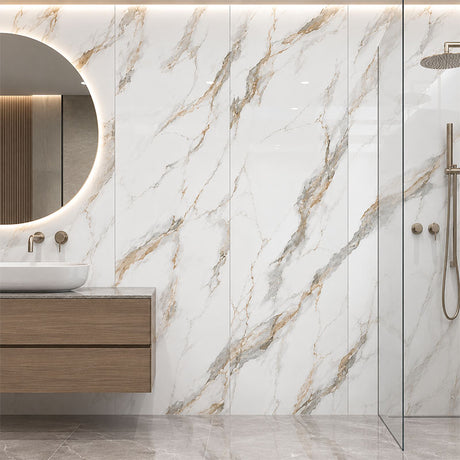 Porcelain Panel Golden White Polished 815x2050