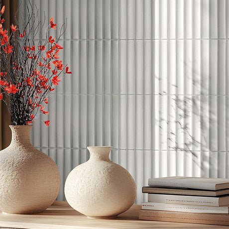 FINGER MOSAIC PLAIN WHITE CONCAVE 20X145 MATT