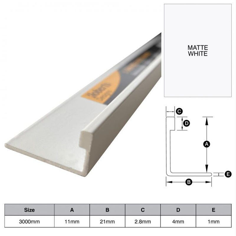 Aluminium Angle - Matte White 11mm x 3m