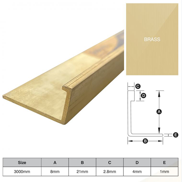 L Shaped Trim Brass Angle 8mm x 3m