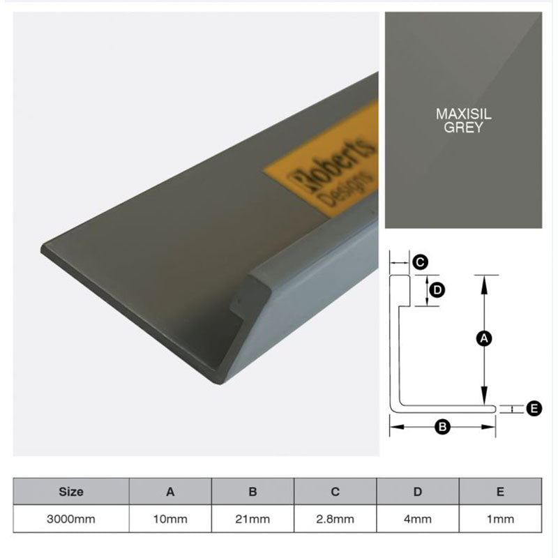Aluminium Angle - Maxisil Grey 10mm x 3m