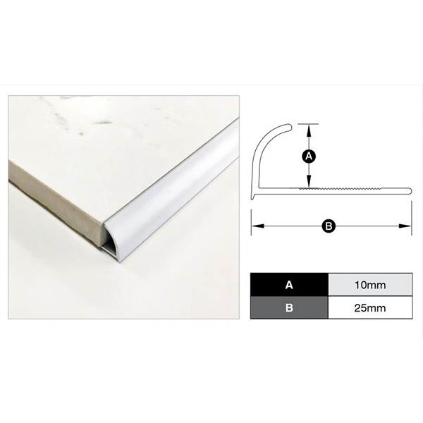 Round Edge Trim - Matte Silver 10mm x 3m