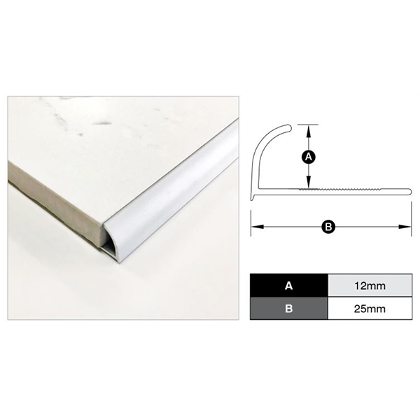 Round Edge Trim - Matte Silver 12mm x 3m