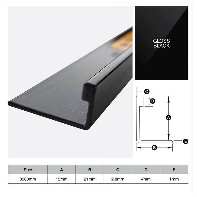 Aluminium Angle - Black 15mm x 3m