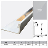 Aluminium Angle - Bright Silver 11mm x 3m
