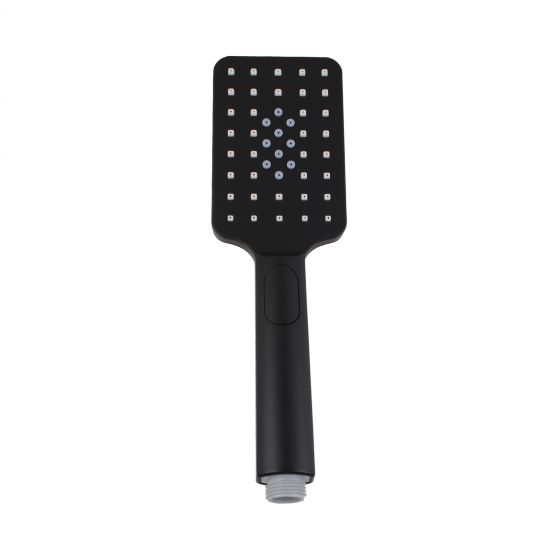 Square 3 Functions ABS Rainfall Handheld Shower Head Black