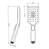Square 3 Functions ABS Rainfall Handheld Shower Head Black