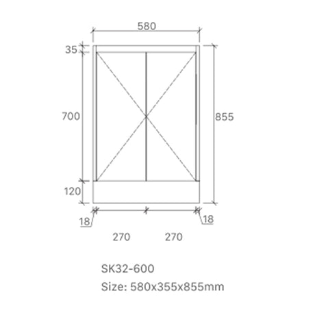 Sierra Series Matt White Overall 580x355x855mm Vanity With Ceramic Slimline Top (UV32)