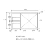 Sierra Series Wall Hung Left Hand Drawer Natural Timber 880x355x520mm CABINET ONLY