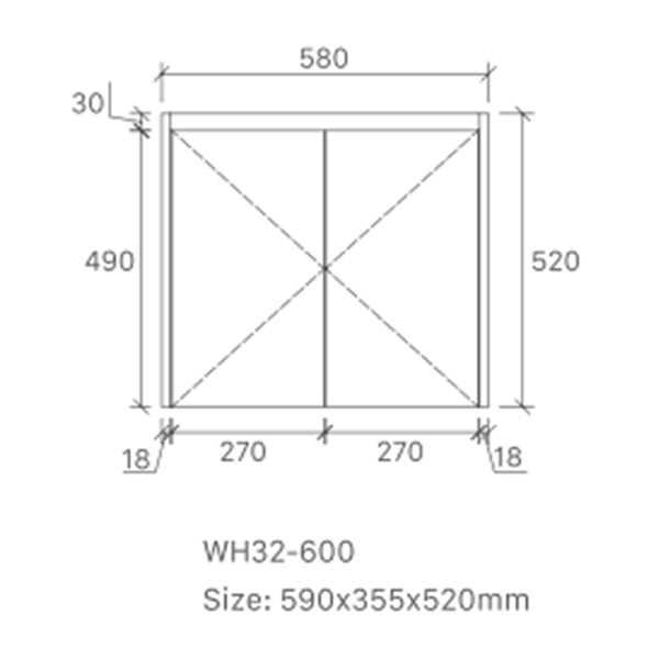 Sierra Series Wall Hung Natural Timber 580x355x520mm CABINET ONLY