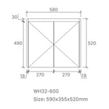 Sierra(Hung) Series Wall Hung Matt Grey Overall 580X355X520mm CABINET ONLY