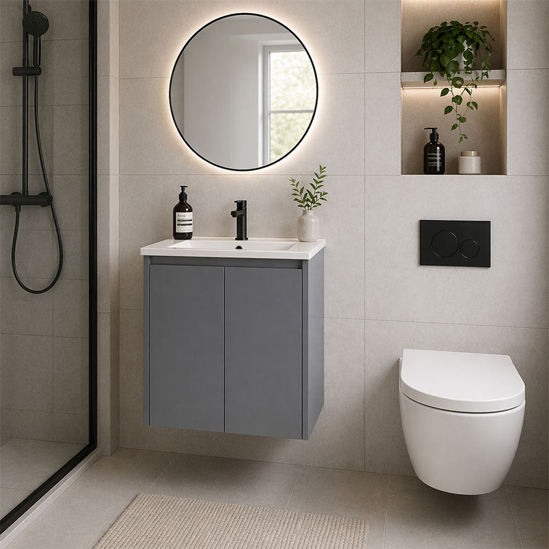 Sierra(Hung) Series Wall Hung Matt Grey Overall 580X355X520mm CABINET ONLY