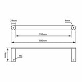 RUSHY Series Brushed Brass Single Towel Rail 600mm