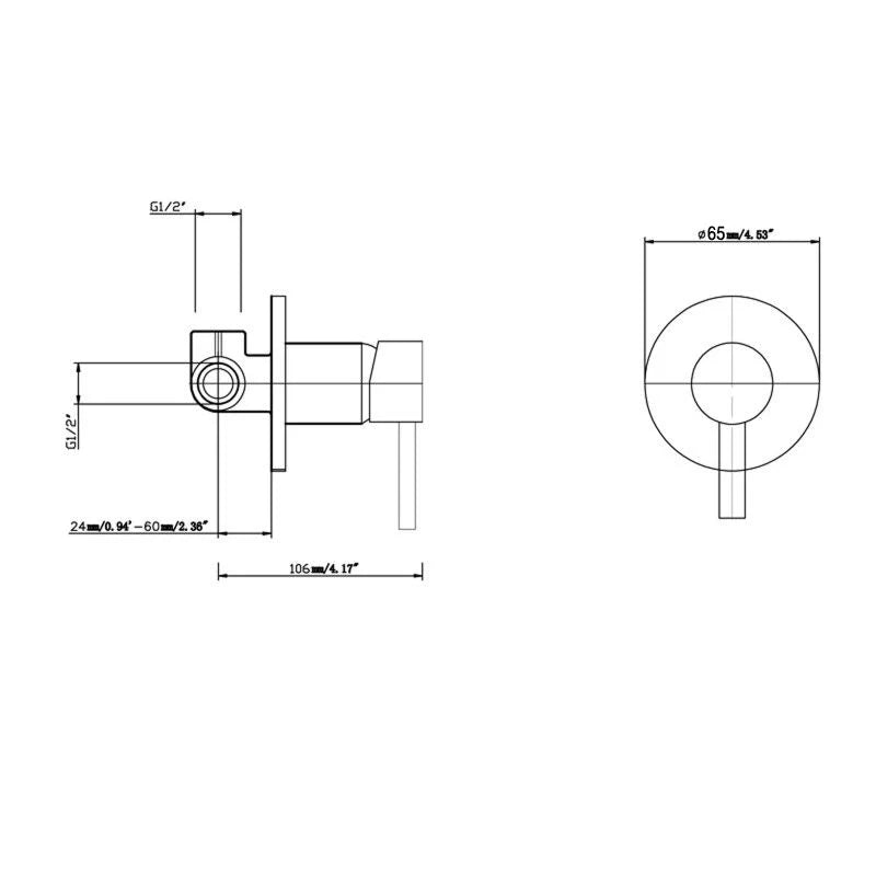 LUCID PIN Series Round Brushed Nickel Wall / Shower Mixer