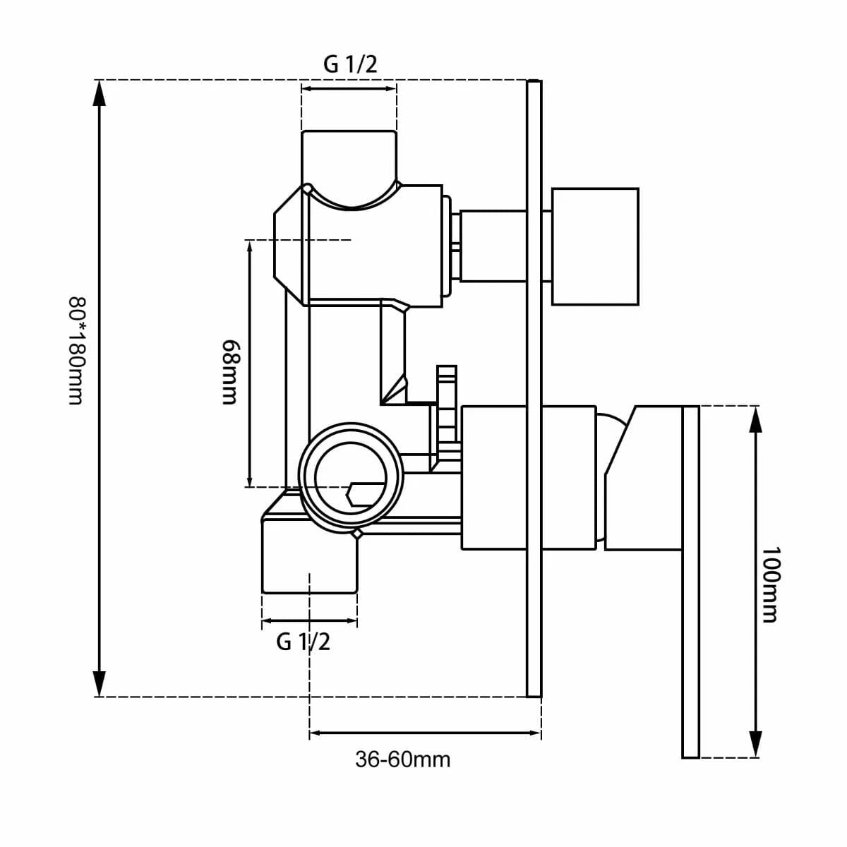 BLAZE Black Shower/Bath Mixer Diverter (Color up)