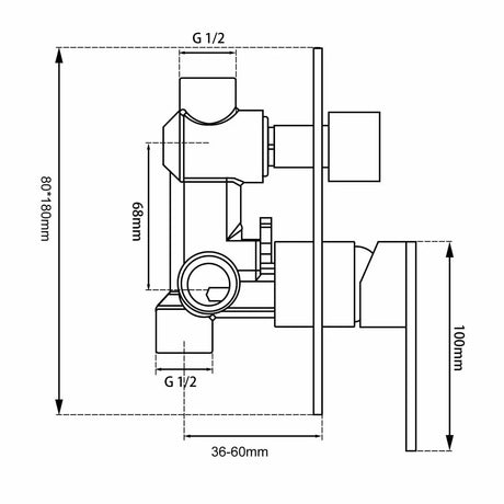 BLAZE Black Shower/Bath Mixer Diverter (Color up)