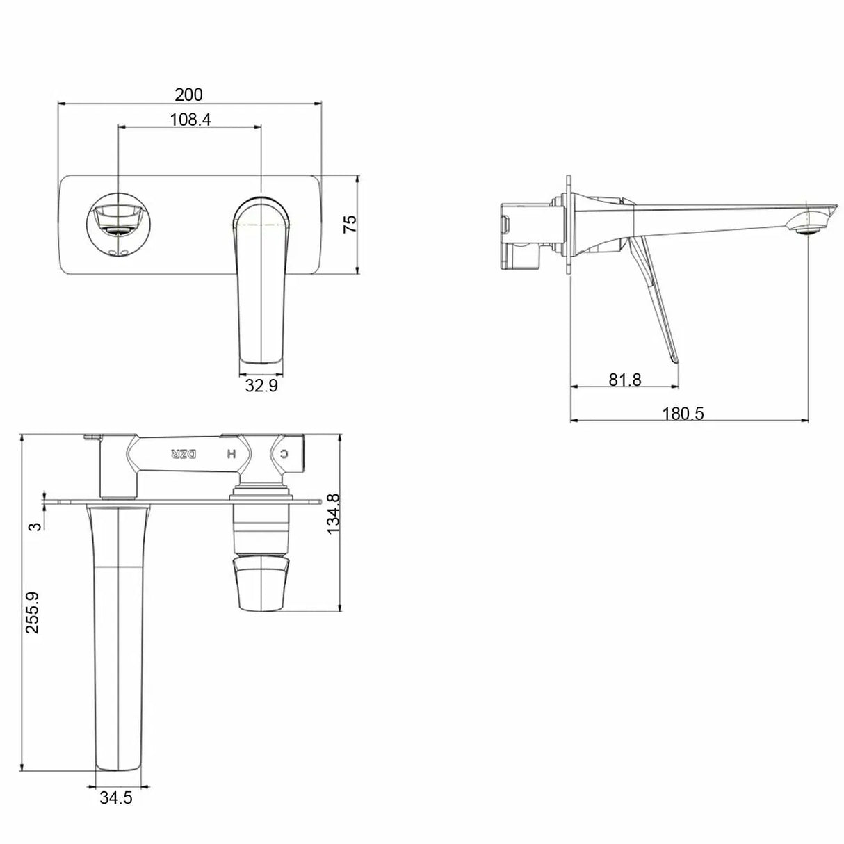 Rushy Chrome Wall Mixer with Spout