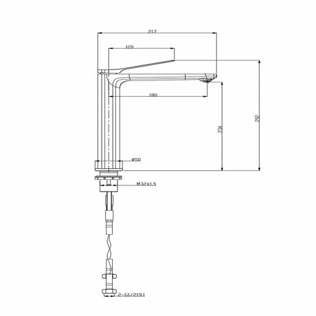 RUSHY Series Brushed Brass Tall Basin Mixer