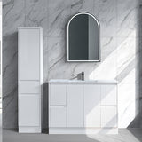 Moddoo Series Single Bowl Gloss White Overall 1180x455x855mm Vanity Set With Stone Top & Ceramic Undermount Basin