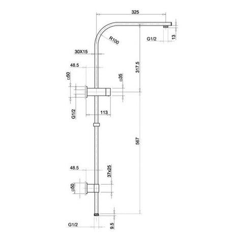 Esperia 250mm Matte Black Square Shower Station