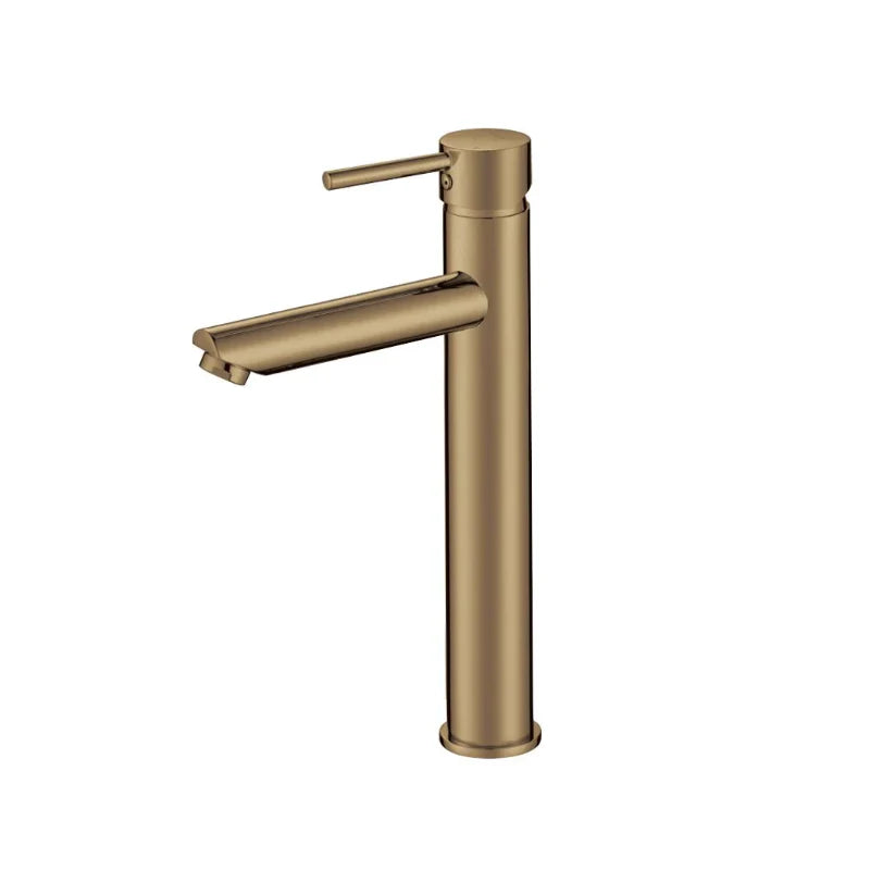 Pentro Brushed Yellow Gold Round Tall Basin Mixer