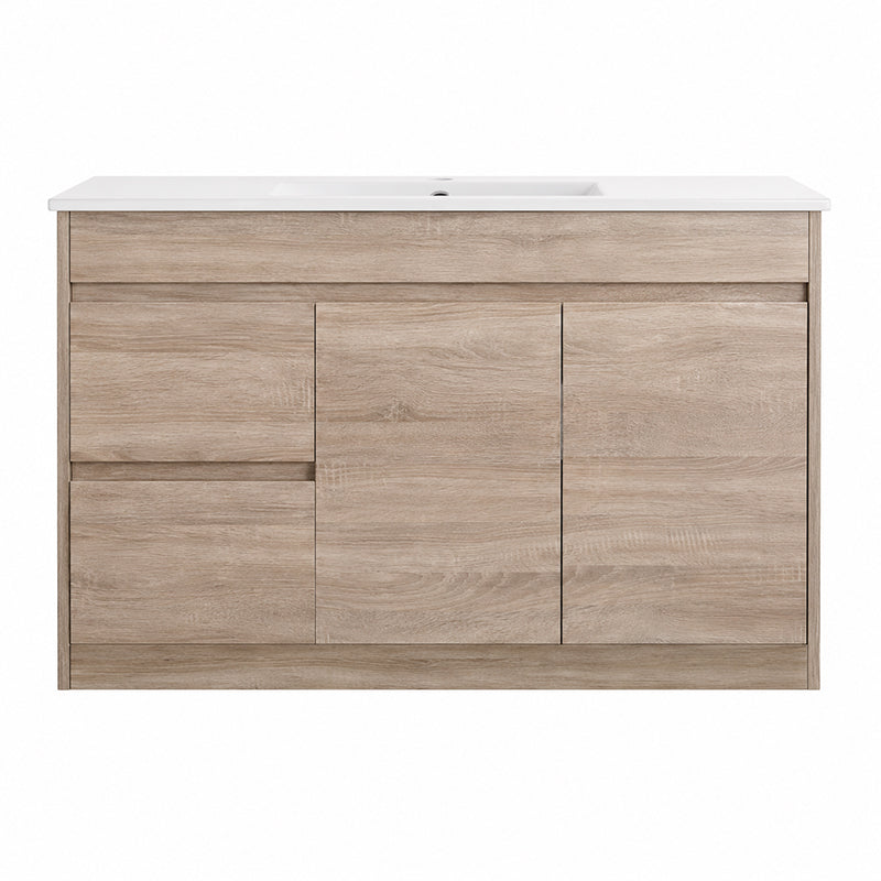 Oakdoo Series Left Hand Drawer Prime Oak Overall 1180x450x855mm Vanity Set With Ceramic Slimline Top (UV31)