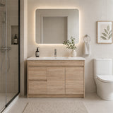 Oakdoo Series Left Hand Drawer Prime Oak Overall 1180x450x855mm Vanity Set With Ceramic Slimline Top (UV31)