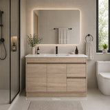 Oakdoo Series Right Hand Drawer Prime Oak Overall 1180x450x855mm Vanity Set With Ceramic Slimline Top (UV31)