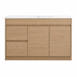 Oakdoo Series Left Hand Drawer Natural Timber Overall 1180x450x855mm Vanity Set With Flat Stone Bench Top