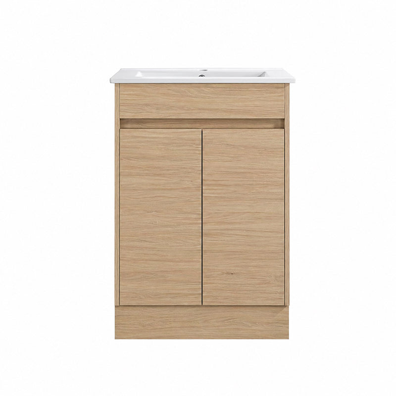 Oakdoo Series Natural Timber Overall 580x450x855mm Vanity Set With Stone Top & Ceramic Undermount Basin
