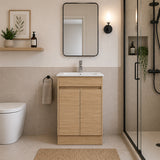 Oakdoo Series Natural Timber Overall 580x450x855mm Vanity Set With Stone Top & Ceramic Undermount Basin
