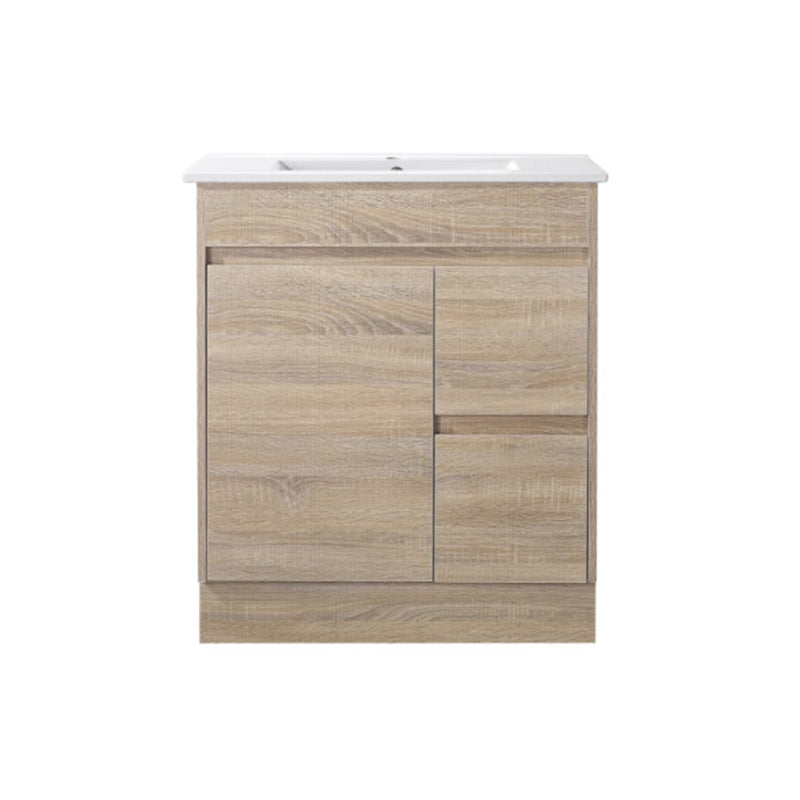 Oakdoo Series Right Hand Drawer Prime Oak Overall 730x450x855mm Vanity Set With Ceramic Slimline Top (UV31)